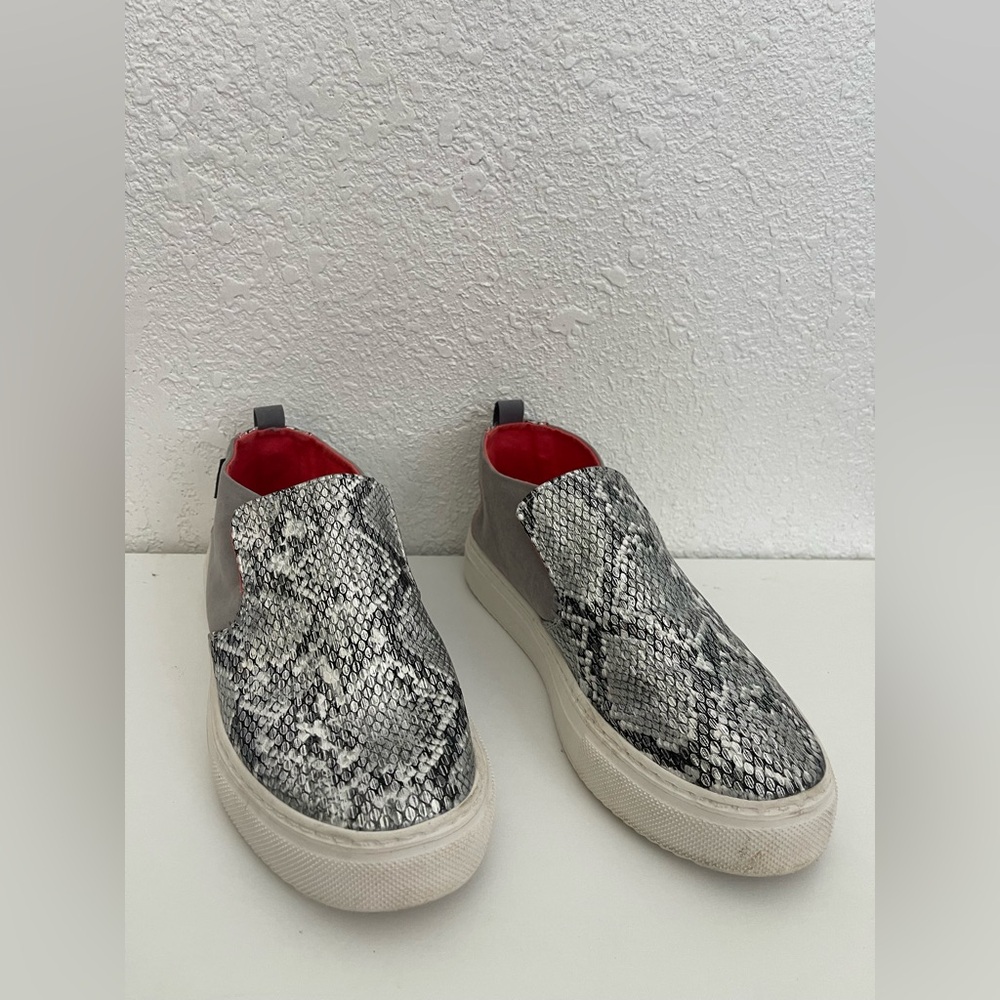 Hey Dude Snake Print Slip-On Sneakers - Black and Red